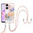 Silicone Candy Rubber Gel Fashionable Pattern Soft Case Cover with Lanyard Strap YB3 for Oppo A58 5G Clove Purple