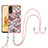 Silicone Candy Rubber Gel Fashionable Pattern Soft Case Cover with Lanyard Strap YB3 for Oppo Reno8 T 4G Brown