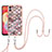 Silicone Candy Rubber Gel Fashionable Pattern Soft Case Cover with Lanyard Strap YB3 for Samsung Galaxy A04E Brown
