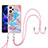 Silicone Candy Rubber Gel Fashionable Pattern Soft Case Cover with Lanyard Strap YB3 for Xiaomi Redmi Note 12 Pro+ Plus 5G Blue