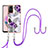 Silicone Candy Rubber Gel Fashionable Pattern Soft Case Cover with Lanyard Strap YB3 for Xiaomi Redmi Note 12S Purple