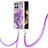 Silicone Candy Rubber Gel Fashionable Pattern Soft Case Cover with Lanyard Strap YB5 for Huawei Honor X8b Purple