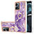 Silicone Candy Rubber Gel Fashionable Pattern Soft Case Cover with Lanyard Strap YB5 for Motorola Moto G14 Purple