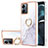 Silicone Candy Rubber Gel Fashionable Pattern Soft Case Cover with Lanyard Strap YB5 for Motorola Moto G14 White