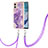 Silicone Candy Rubber Gel Fashionable Pattern Soft Case Cover with Lanyard Strap YB5 for Motorola Moto G53 5G Purple
