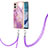 Silicone Candy Rubber Gel Fashionable Pattern Soft Case Cover with Lanyard Strap YB5 for Motorola Moto G53j 5G Clove Purple