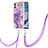 Silicone Candy Rubber Gel Fashionable Pattern Soft Case Cover with Lanyard Strap YB5 for Motorola Moto G53j 5G Purple