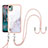 Silicone Candy Rubber Gel Fashionable Pattern Soft Case Cover with Lanyard Strap YB5 for Nokia C12 Plus