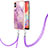 Silicone Candy Rubber Gel Fashionable Pattern Soft Case Cover with Lanyard Strap YB5 for Samsung Galaxy F04