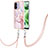 Silicone Candy Rubber Gel Fashionable Pattern Soft Case Cover with Lanyard Strap YB5 for Xiaomi Redmi 11A 4G Pink