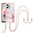 Silicone Candy Rubber Gel Fashionable Pattern Soft Case Cover with Lanyard Strap YB5 for Xiaomi Redmi Note 12 4G Pink