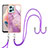 Silicone Candy Rubber Gel Fashionable Pattern Soft Case Cover with Lanyard Strap YB5 for Xiaomi Redmi Note 12 4G Purple