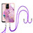 Silicone Candy Rubber Gel Fashionable Pattern Soft Case Cover with Lanyard Strap YB5 for Xiaomi Redmi Note 12S Clove Purple