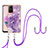 Silicone Candy Rubber Gel Fashionable Pattern Soft Case Cover with Lanyard Strap YB5 for Xiaomi Redmi Note 12S Purple