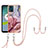 Silicone Candy Rubber Gel Fashionable Pattern Soft Case Cover with Lanyard Strap YB7 for Motorola Moto E13