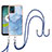 Silicone Candy Rubber Gel Fashionable Pattern Soft Case Cover with Lanyard Strap YB7 for Motorola Moto E13 Blue