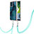 Silicone Candy Rubber Gel Fashionable Pattern Soft Case Cover with Lanyard Strap YB7 for Motorola Moto E13 Green