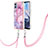 Silicone Candy Rubber Gel Fashionable Pattern Soft Case Cover with Lanyard Strap YB7 for Motorola Moto E22