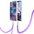 Silicone Candy Rubber Gel Fashionable Pattern Soft Case Cover with Lanyard Strap YB7 for Motorola Moto E22i