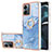 Silicone Candy Rubber Gel Fashionable Pattern Soft Case Cover with Lanyard Strap YB7 for Motorola Moto G14 Blue