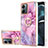Silicone Candy Rubber Gel Fashionable Pattern Soft Case Cover with Lanyard Strap YB7 for Motorola Moto G14 Clove Purple