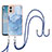 Silicone Candy Rubber Gel Fashionable Pattern Soft Case Cover with Lanyard Strap YB7 for Motorola Moto G53 5G Blue