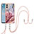 Silicone Candy Rubber Gel Fashionable Pattern Soft Case Cover with Lanyard Strap YB7 for Motorola Moto G53j 5G