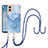 Silicone Candy Rubber Gel Fashionable Pattern Soft Case Cover with Lanyard Strap YB7 for Motorola Moto G53j 5G Blue