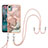 Silicone Candy Rubber Gel Fashionable Pattern Soft Case Cover with Lanyard Strap YB7 for Nokia C12 Pink