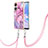 Silicone Candy Rubber Gel Fashionable Pattern Soft Case Cover with Lanyard Strap YB7 for Oppo A58 5G