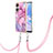 Silicone Candy Rubber Gel Fashionable Pattern Soft Case Cover with Lanyard Strap YB7 for Oppo A58 5G Pink