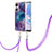 Silicone Candy Rubber Gel Fashionable Pattern Soft Case Cover with Lanyard Strap YB7 for Oppo A78 5G Purple