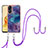 Silicone Candy Rubber Gel Fashionable Pattern Soft Case Cover with Lanyard Strap YB7 for Oppo Reno8 T 4G Purple