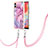 Silicone Candy Rubber Gel Fashionable Pattern Soft Case Cover with Lanyard Strap YB7 for Samsung Galaxy A04 4G