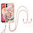 Silicone Candy Rubber Gel Fashionable Pattern Soft Case Cover with Lanyard Strap YB7 for Samsung Galaxy A04 4G Pink