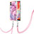 Silicone Candy Rubber Gel Fashionable Pattern Soft Case Cover with Lanyard Strap YB7 for Samsung Galaxy A04E