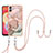 Silicone Candy Rubber Gel Fashionable Pattern Soft Case Cover with Lanyard Strap YB7 for Samsung Galaxy A04E Pink