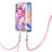 Silicone Candy Rubber Gel Fashionable Pattern Soft Case Cover with Lanyard Strap YB7 for Samsung Galaxy A24 4G