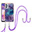 Silicone Candy Rubber Gel Fashionable Pattern Soft Case Cover with Lanyard Strap YB7 for Samsung Galaxy A73 5G