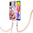 Silicone Candy Rubber Gel Fashionable Pattern Soft Case Cover with Lanyard Strap YB7 for Samsung Galaxy M02s