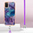 Silicone Candy Rubber Gel Fashionable Pattern Soft Case Cover with Lanyard Strap YB7 for Samsung Galaxy M02s