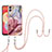 Silicone Candy Rubber Gel Fashionable Pattern Soft Case Cover with Lanyard Strap YB7 for Samsung Galaxy M04