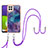 Silicone Candy Rubber Gel Fashionable Pattern Soft Case Cover with Lanyard Strap YB7 for Samsung Galaxy M32 4G