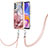 Silicone Candy Rubber Gel Fashionable Pattern Soft Case Cover with Lanyard Strap YB7 for Samsung Galaxy M32 5G