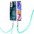 Silicone Candy Rubber Gel Fashionable Pattern Soft Case Cover with Lanyard Strap YB7 for Samsung Galaxy M32 5G