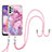 Silicone Candy Rubber Gel Fashionable Pattern Soft Case Cover with Lanyard Strap YB7 for Samsung Galaxy M32 5G