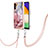 Silicone Candy Rubber Gel Fashionable Pattern Soft Case Cover with Lanyard Strap YB7 for Samsung Galaxy Quantum4 5G