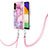 Silicone Candy Rubber Gel Fashionable Pattern Soft Case Cover with Lanyard Strap YB7 for Samsung Galaxy Quantum4 5G