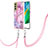 Silicone Candy Rubber Gel Fashionable Pattern Soft Case Cover with Lanyard Strap YB7 for Samsung Galaxy S21 FE 5G