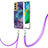 Silicone Candy Rubber Gel Fashionable Pattern Soft Case Cover with Lanyard Strap YB7 for Samsung Galaxy S21 FE 5G